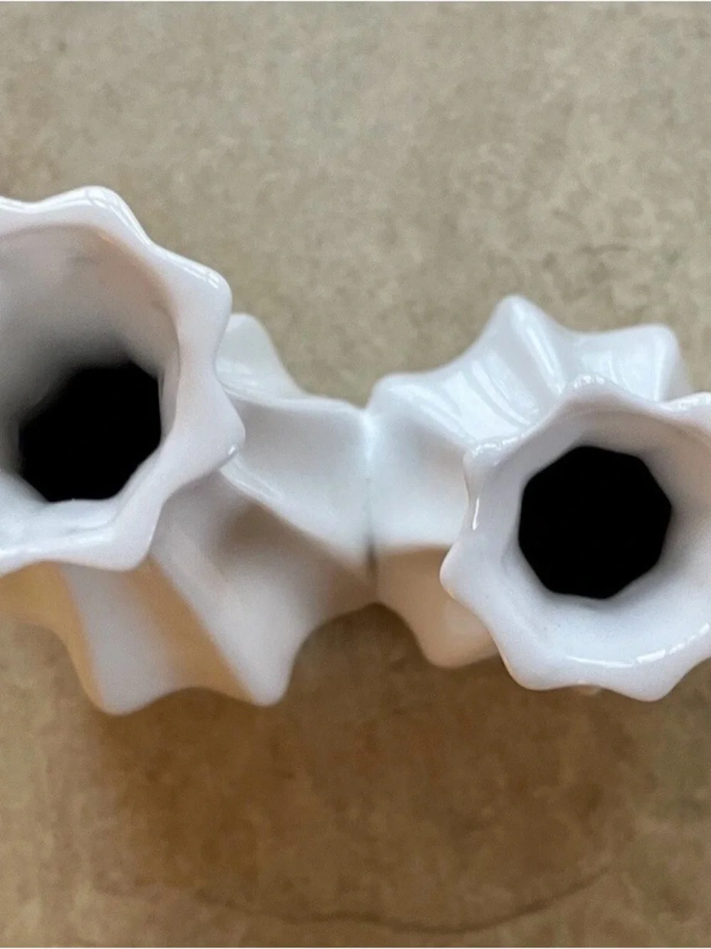 White Ceramic Decorative Vases - conjoined